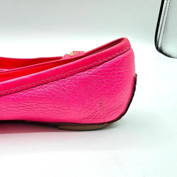 TORY BURCH PINK LEATHER LOAFER BALLERINA FLATS GOLD ORNEMENTS SIZE 6 - Picture 15 of 17